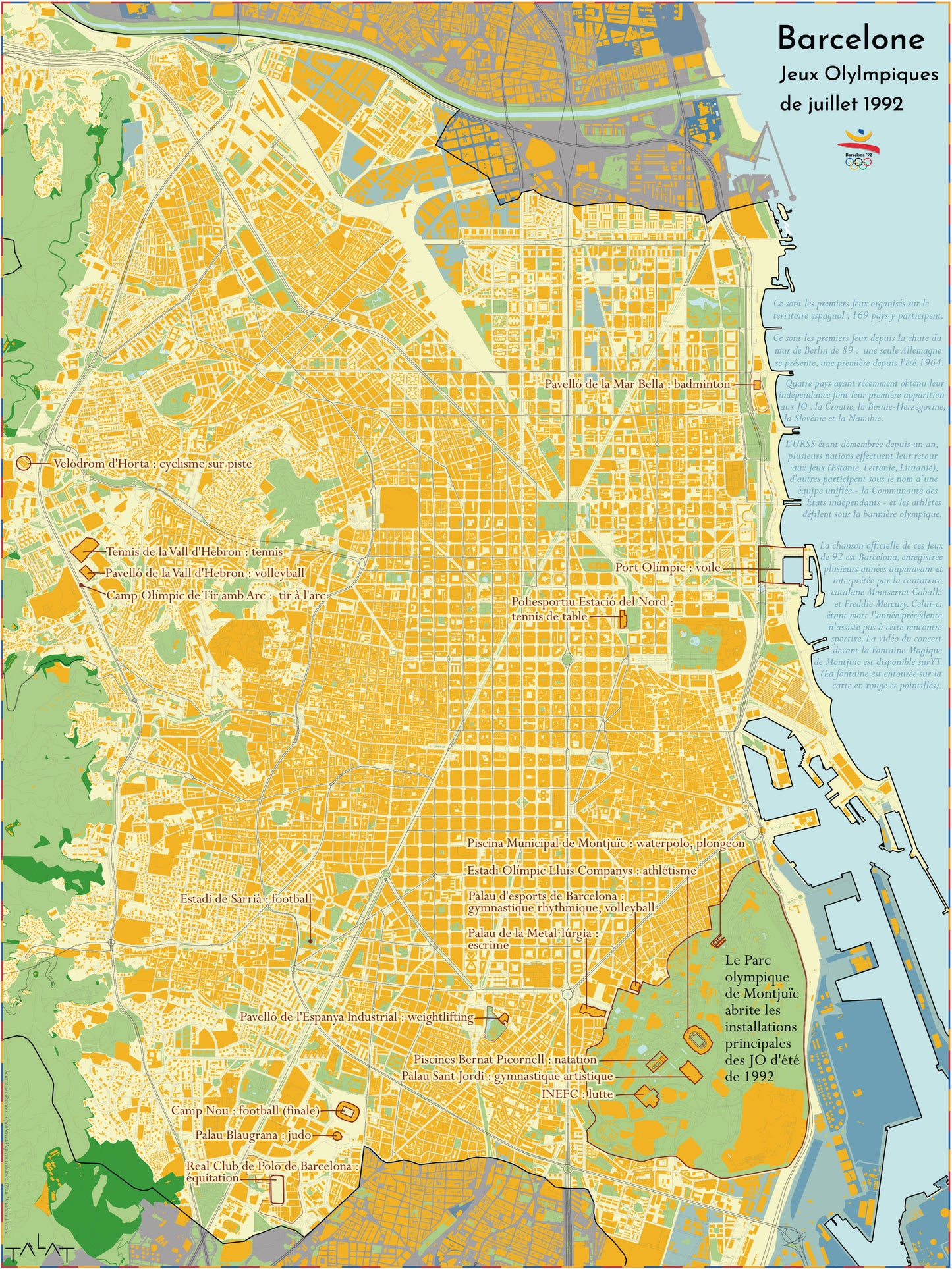Barcelone, les Jeux Olympiques de 1992 – Affiche cartographique