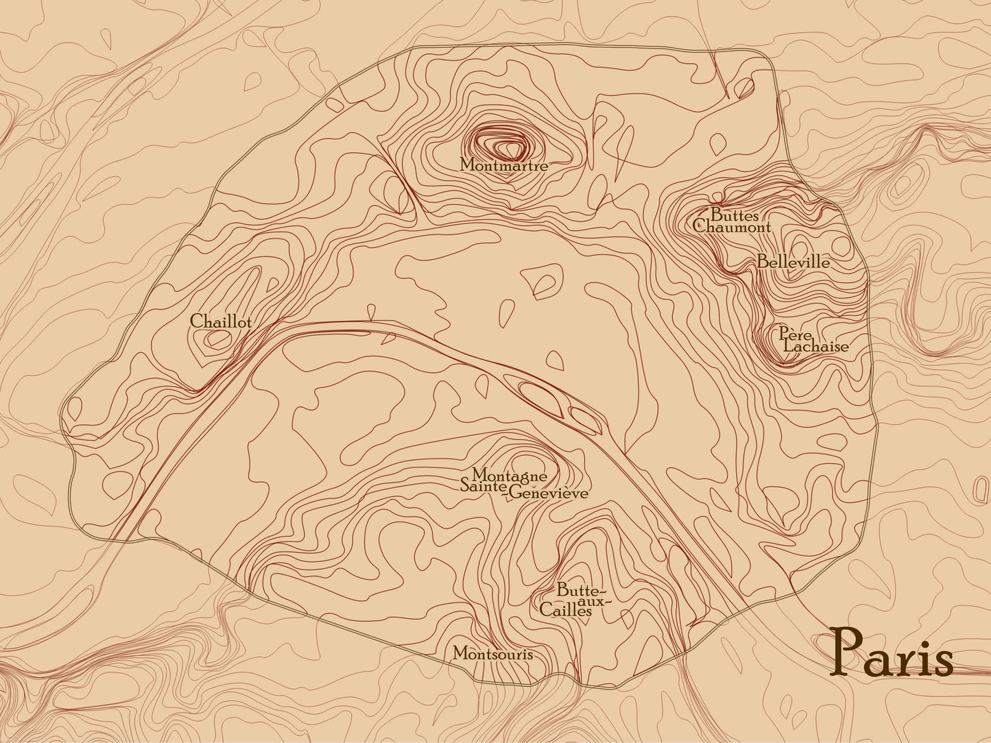 Les collines de Paris – Affiche carto
