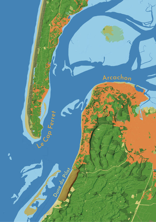 Les passes d'Arcachon – Affiche cartographique