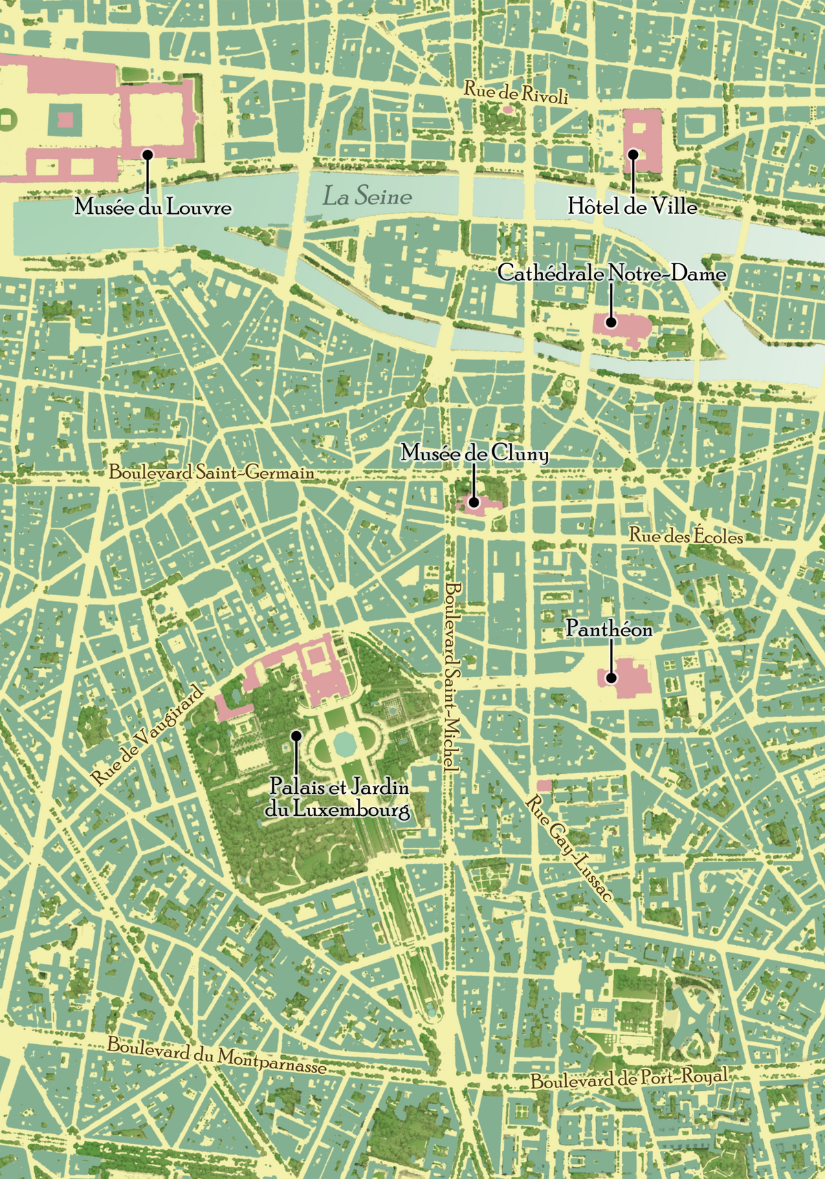 Autour du Quartier Latin – Affiche cartographique