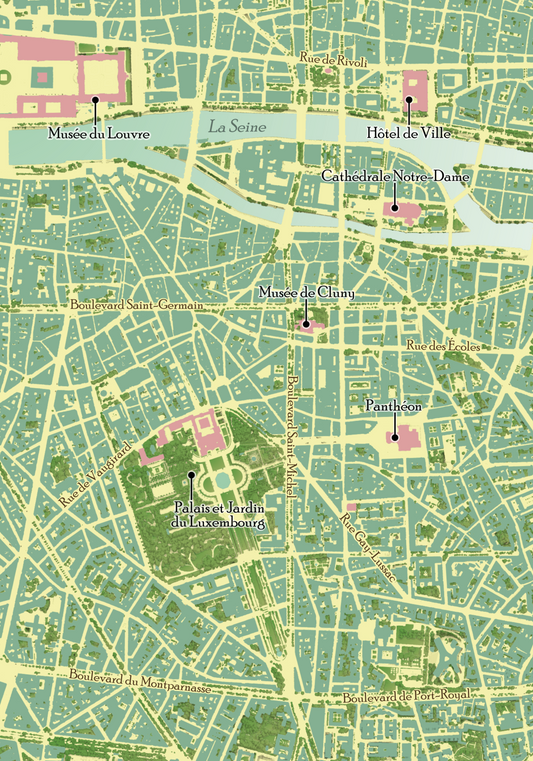 Autour du Quartier Latin – Affiche cartographique
