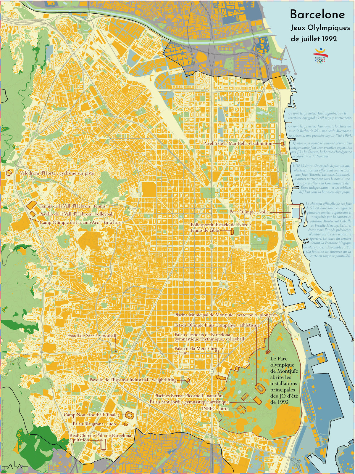 Barcelone, les Jeux Olympiques de 1992 – Affiche cartographique
